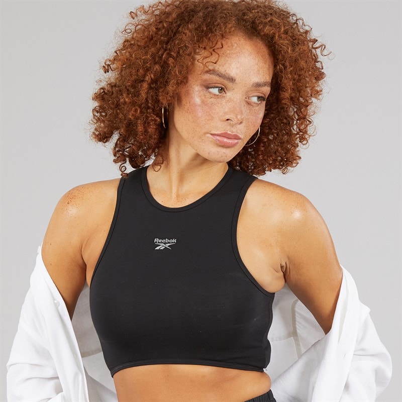 Reebok Womens Wardrobe Essentials Light Support Cotton Sports Bra Top Black