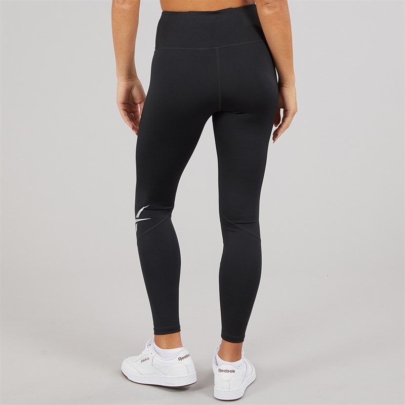 Reebok Womens Running Vector Logo High Waist Tight Legging Night Black - Image 3