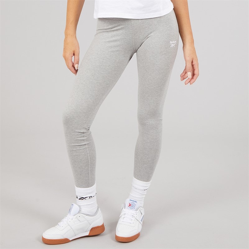 Reebok Womens Reebok Identity Small Logo Cotton Leggings Medium Grey Heather - Image 1