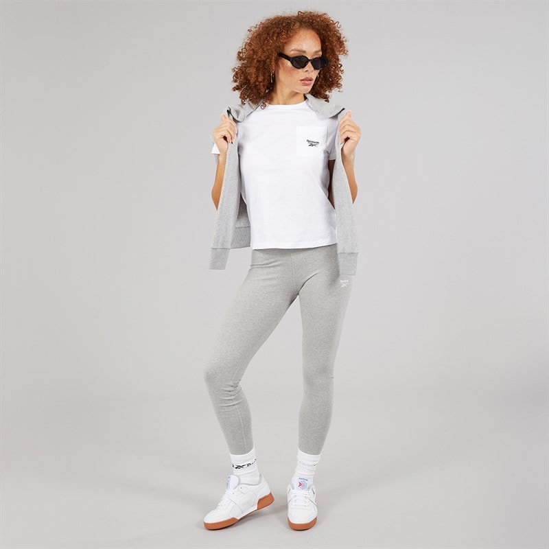 Reebok Womens Reebok Identity Small Logo Cotton Leggings Medium Grey Heather - Image 4