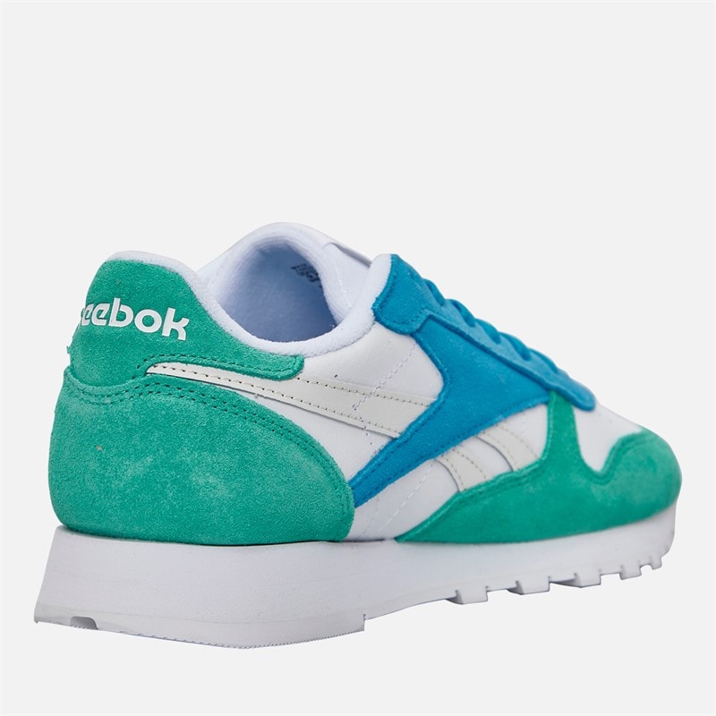 Reebok Womens Classic Leather Trainers White/Unleashed Green/Grey White/Unleashed Green/Grey 1 - Image 5