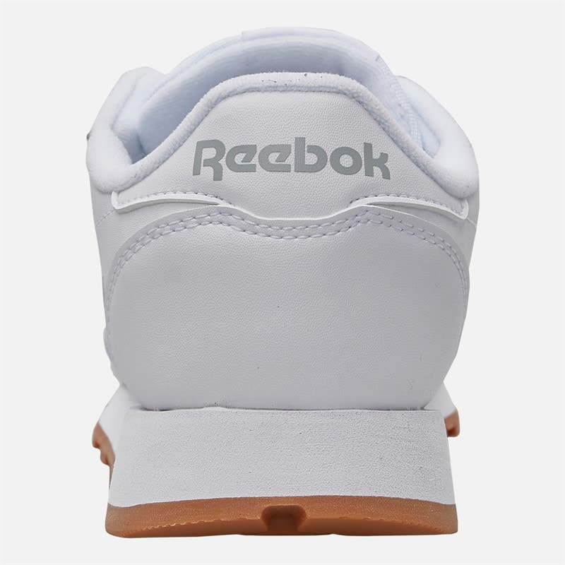 Reebok Junior Boys Classic Leather Trainers White/White/Gum - Image 3