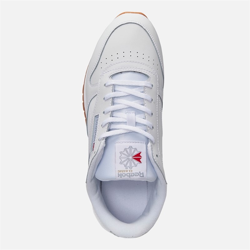 Reebok Junior Boys Classic Leather Trainers White/White/Gum - Image 4