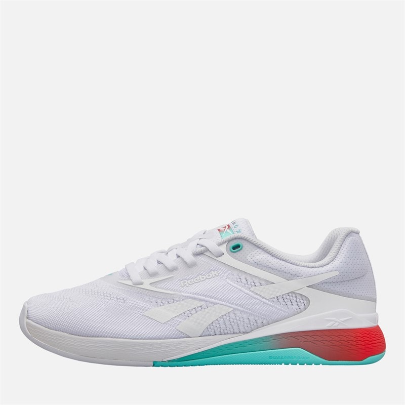 Reebok Womens Nano X5 Training Shoes White/Aqua/Energy Red