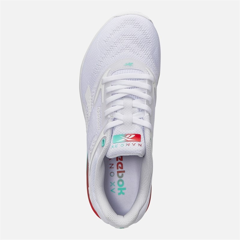 Reebok Womens Nano X5 Training Shoes White/Aqua/Energy Red - Image 4