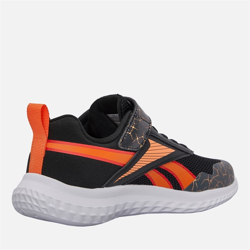 Reebok Kids Rush Runner 5 Elastic Lace And Top Strap Neutral Running Shoes Black/Arena Orange/Sport Red - Image 5