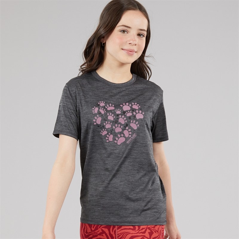 Regatta Girls Alvardo Graphic T-Shirt Seal Grey Marl Sealgreymarl