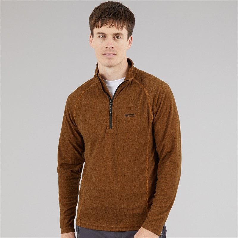 Regatta Mens Montes 1/2 Zip Fleece Pumpkin Spice/Black - Image 3