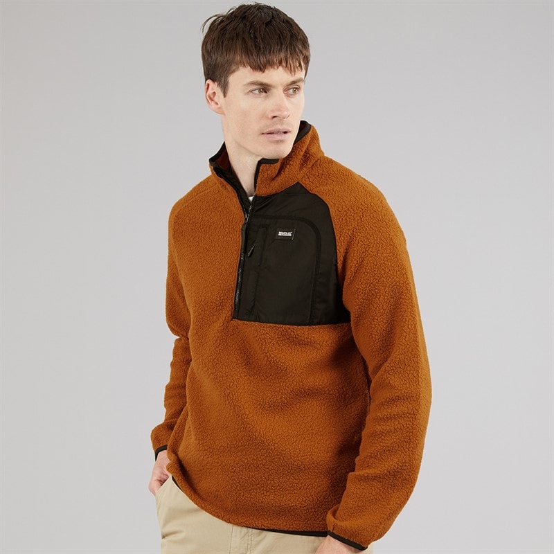 Regatta Mens Frankie Borge 1/2 Zip Fleece Jacket Glazed Ginger - Image 3