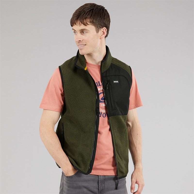 Regatta Mens Frankie Borg Fleece Gilet Dark Khaki - Image 3