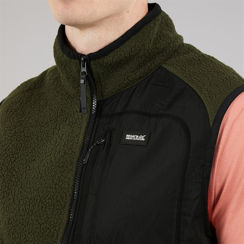 Regatta Mens Frankie Borg Fleece Gilet Dark Khaki - Image 5