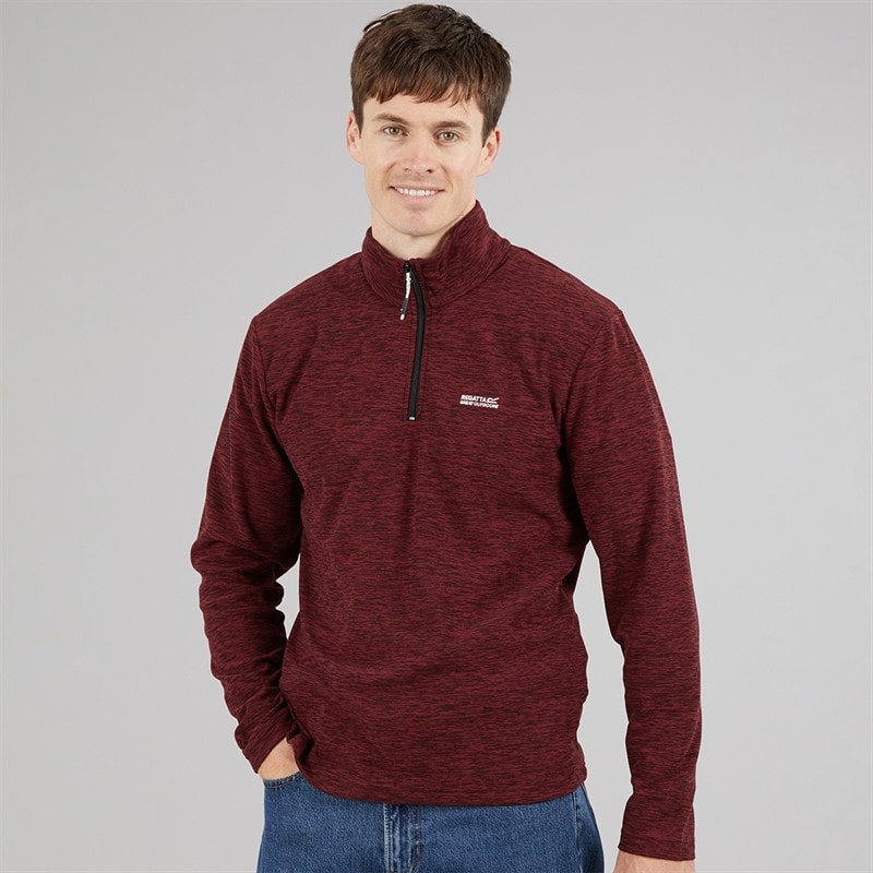 Regatta Mens Thompson Marl 1/2 Zip Fleece Dark Maroon