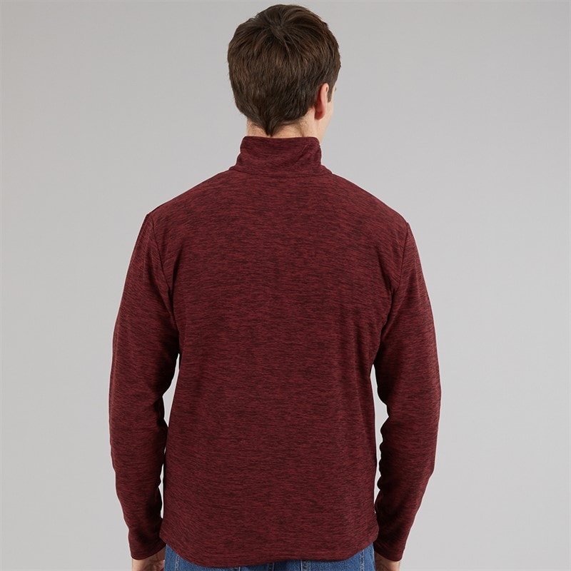 Regatta Mens Thompson Marl 1/2 Zip Fleece Dark Maroon - Image 2