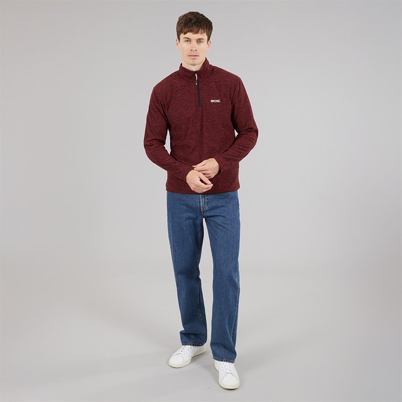 Regatta Mens Thompson Marl 1/2 Zip Fleece Dark Maroon - Image 4