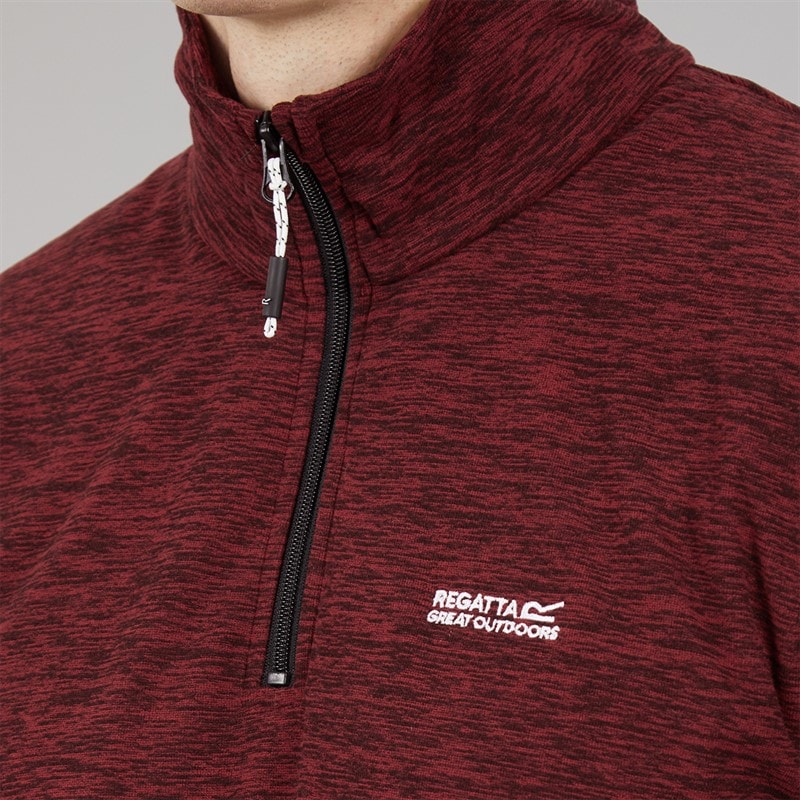 Regatta Mens Thompson Marl 1/2 Zip Fleece Dark Maroon - Image 5