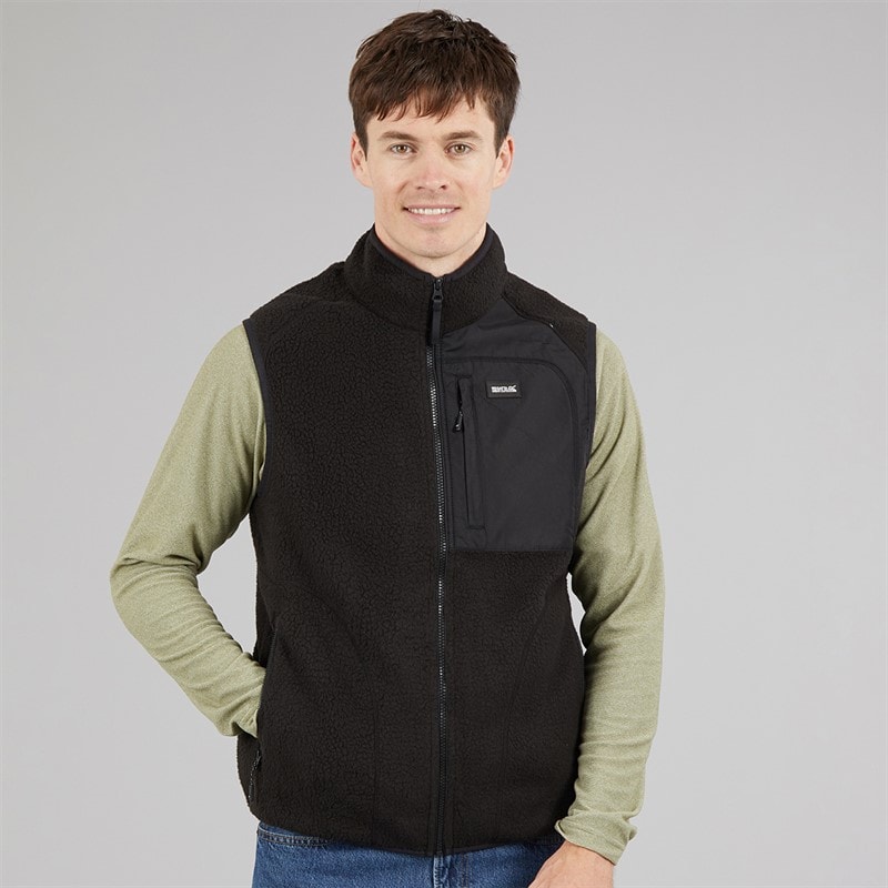 Regatta Mens Frankie Borg Fleece Gilet Black