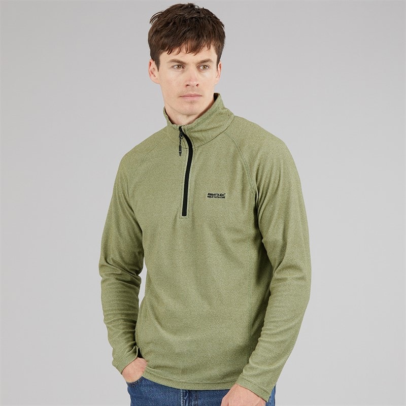 Regatta Mens Montes 1/2 Zip Fleece Oil Green/Stone White - Image 1