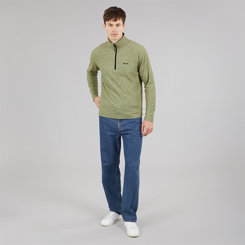 Regatta Mens Montes 1/2 Zip Fleece Oil Green/Stone White - Image 4