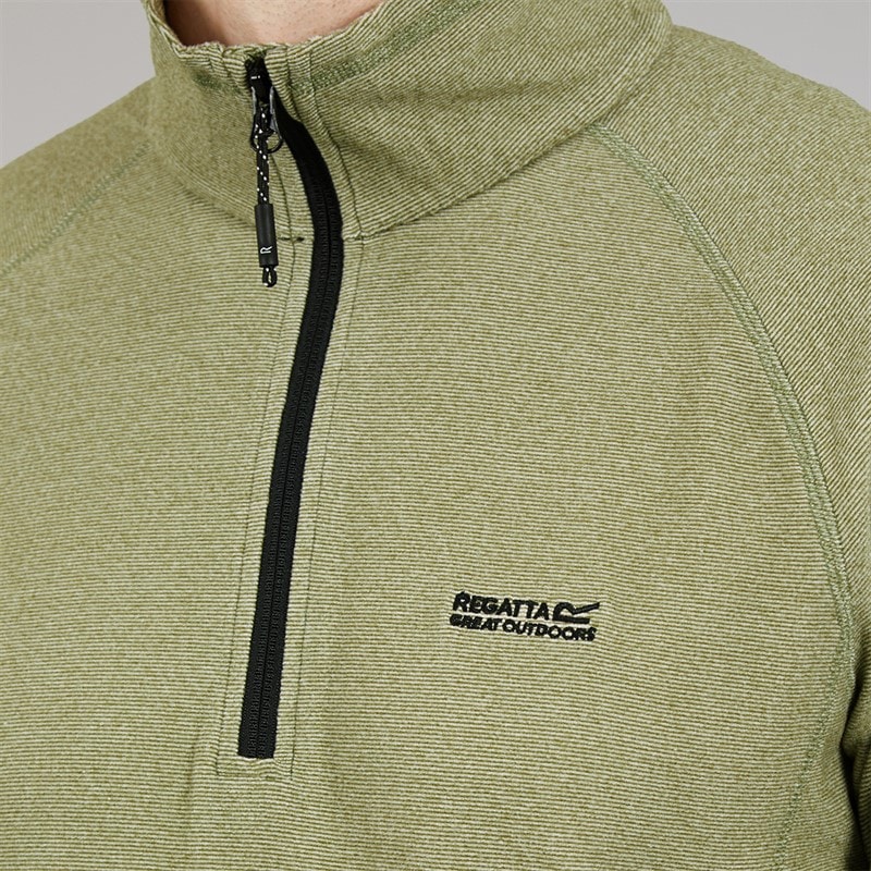 Regatta Mens Montes 1/2 Zip Fleece Oil Green/Stone White - Image 5