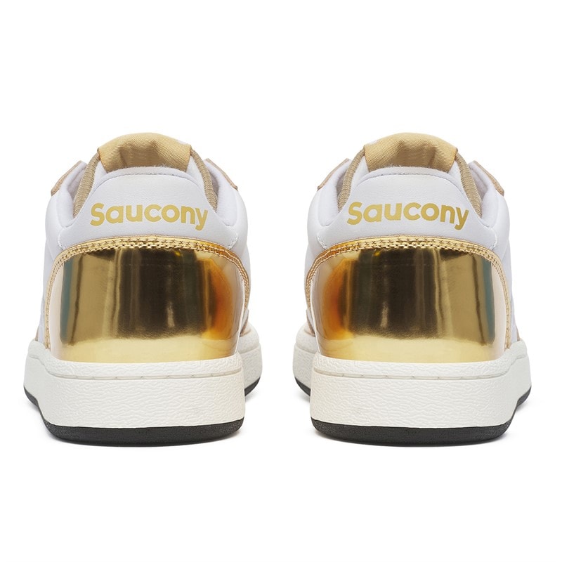Saucony Womens Jazz Court Trainers White/Gold - Image 3