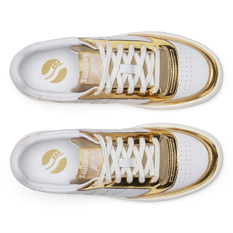 Saucony Womens Jazz Court Trainers White/Gold - Image 4