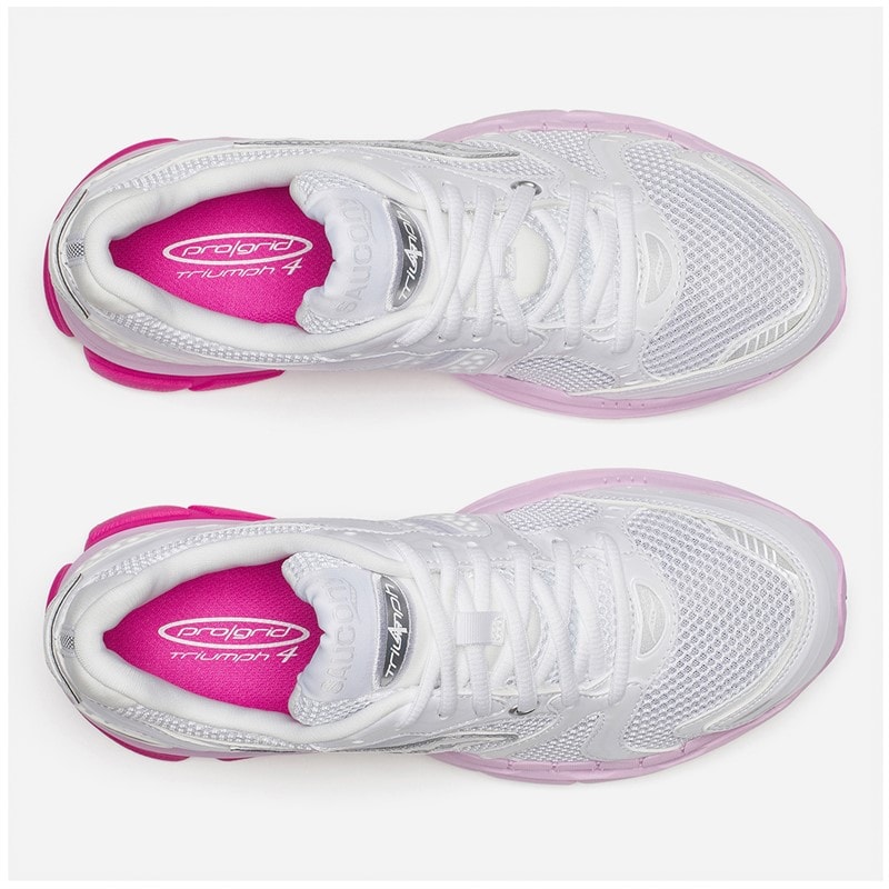 Saucony Womens Progrid Triumph 4 Trainers White/Pink - Image 4