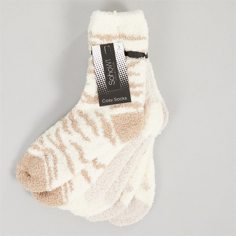 Soho Womens Collection Three Pack Cosy Socks Multi