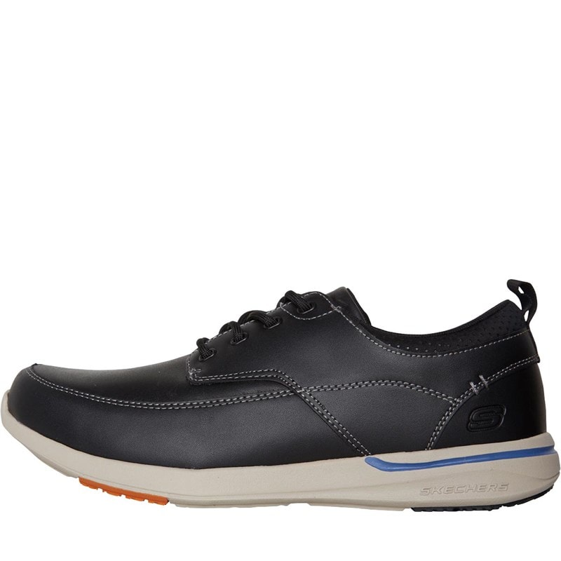 SKECHERS Mens Elent Leven Leather Lace Up Shoes Black - Image 1
