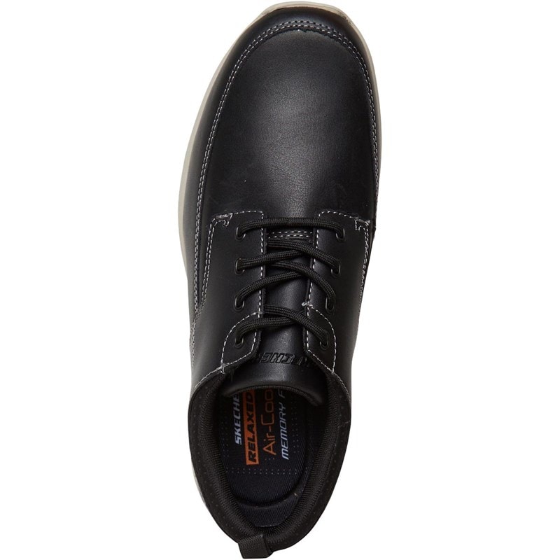 SKECHERS Mens Elent Leven Leather Lace Up Shoes Black - Image 4