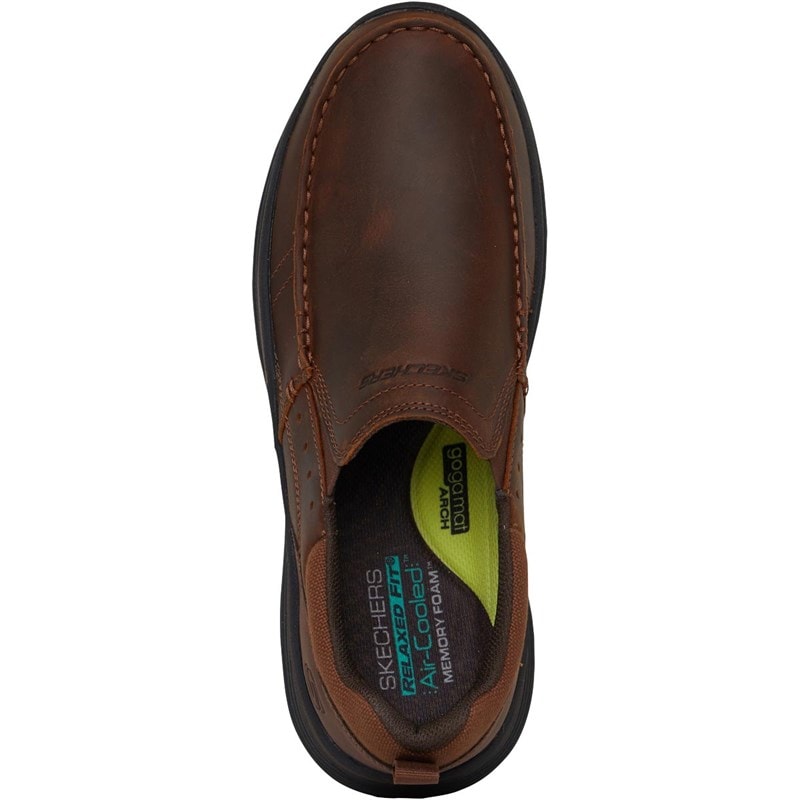 SKECHERS Mens Expended Seveno Shoes Dark Brown Leather - Image 4