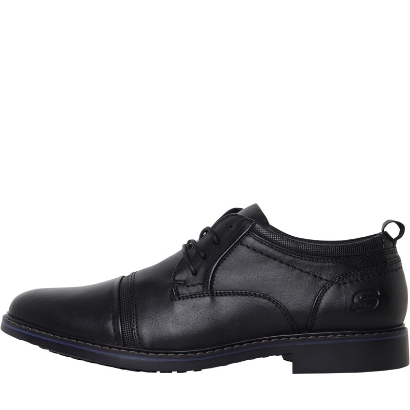 SKECHERS Mens Bregman Selone Shoes Black Leather - Image 1