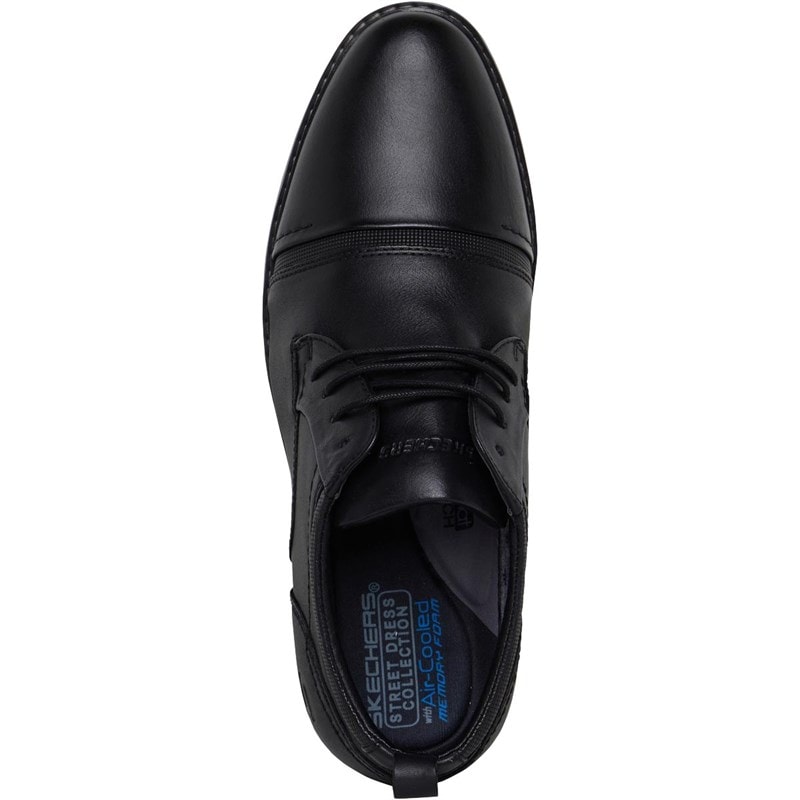 SKECHERS Mens Bregman Selone Shoes Black Leather - Image 4