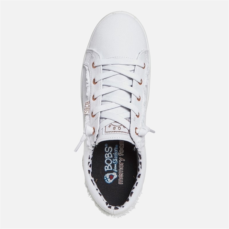 SKECHERS Womens Bobs Extra Cute Canvas Trainers White - Image 4