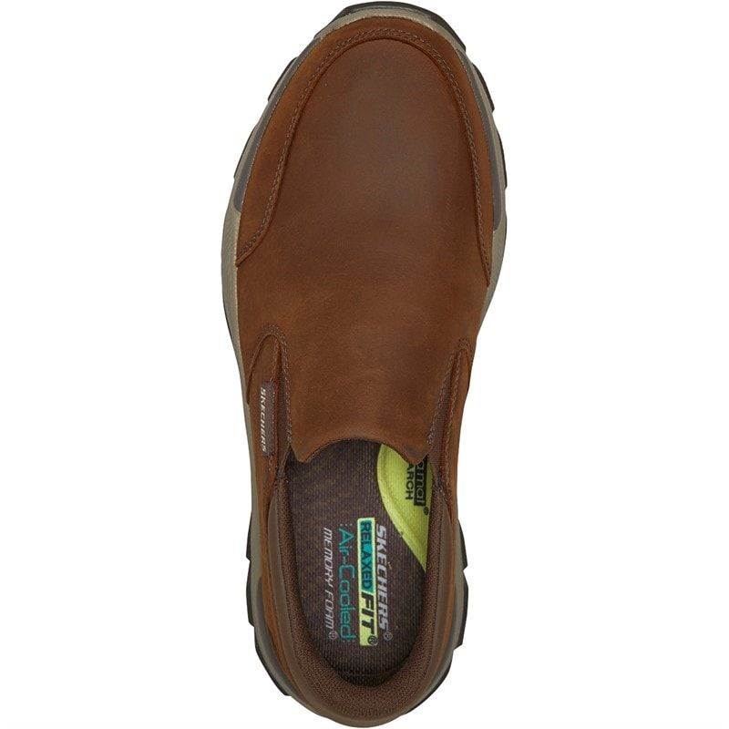 SKECHERS Mens Respected Calum Slip-On Shoes Dark Brown - Image 4
