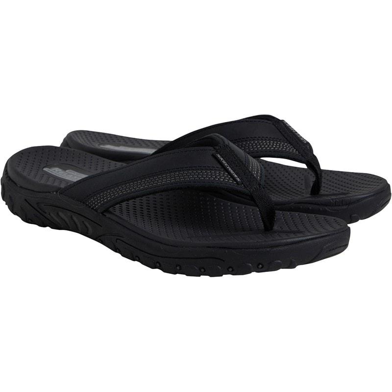 SKECHERS Mens Reggae Cobano Flip Flops Black