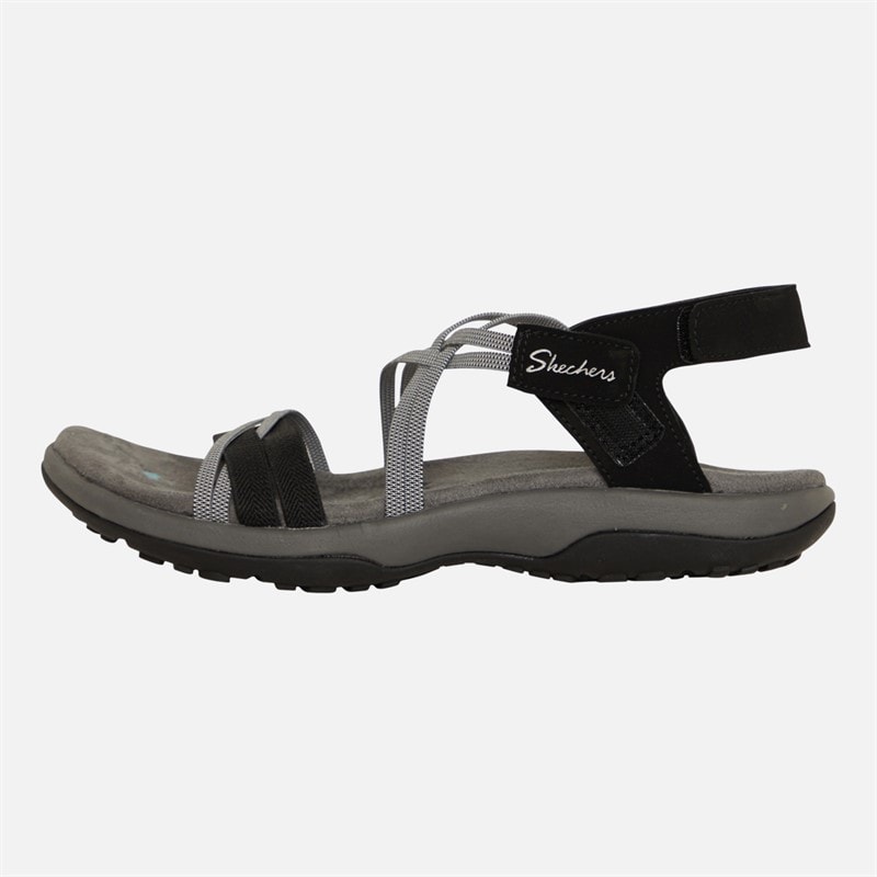 SKECHERS Womens Reggae Slim Takes Two Sandals Black/Charcoal - Image 2