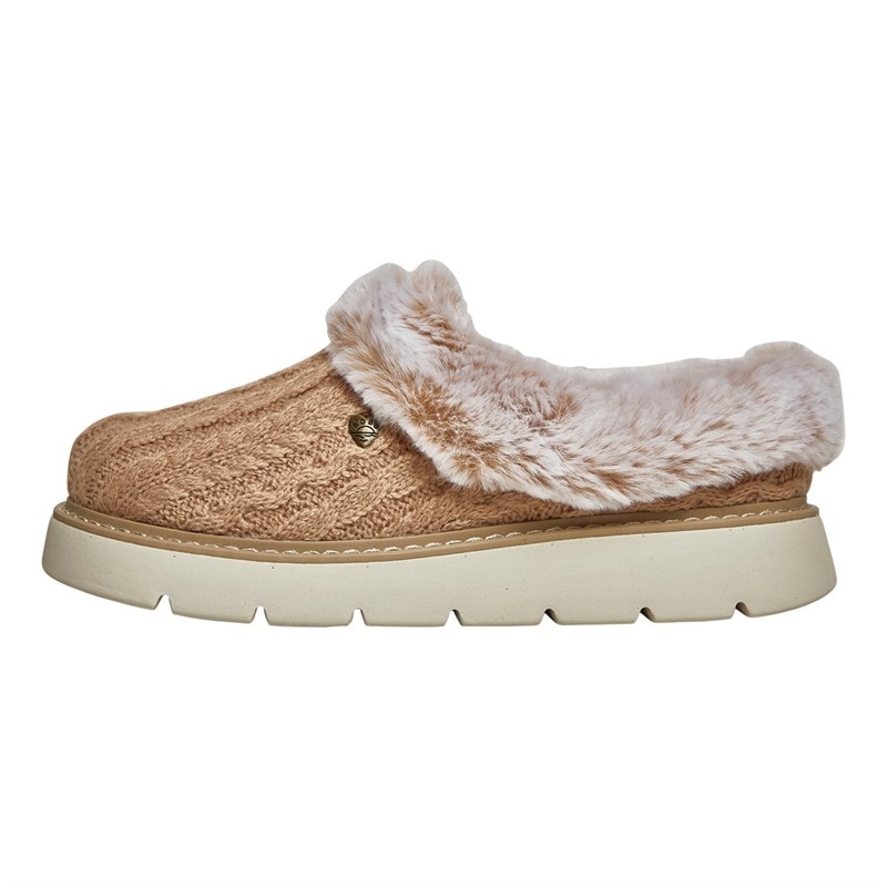 SKECHERS Womens Keepsakes Lite Warm Greetings Slippers Tan - Image 2
