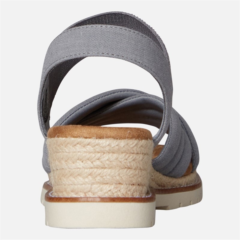 SKECHERS Womens Bobs Desert Kiss Sweet Crossing Wedge Sandals Grey - Image 4