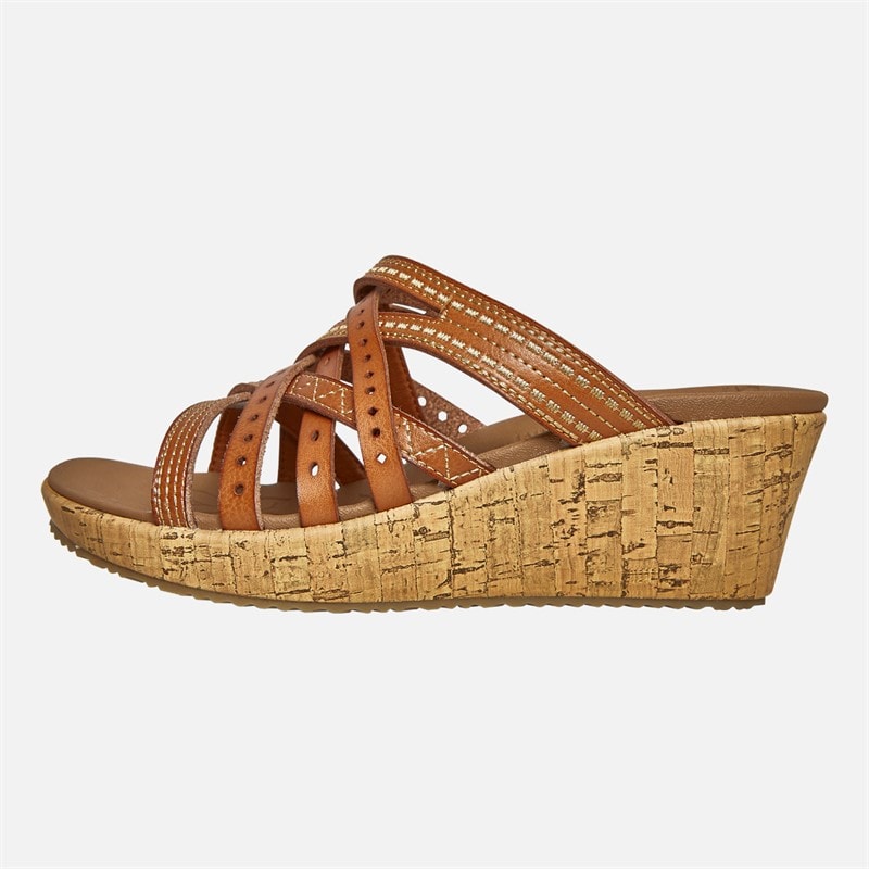 SKECHERS Womens Beverlee Hot Spring Wedge Sandals Luggage Brown - Image 2