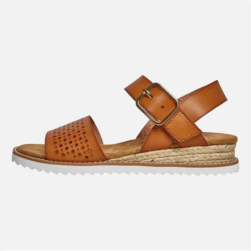 SKECHERS Womens Bobs Desert Kiss Sunny Flair Wedge Sandals Luggage Brown - Image 2