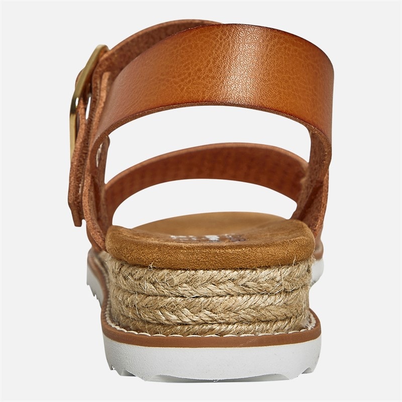 SKECHERS Womens Bobs Desert Kiss Sunny Flair Wedge Sandals Luggage Brown - Image 4