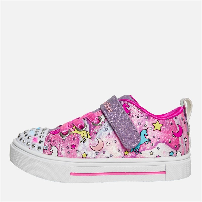 SKECHERS Infant Girls Twinkle Sparks Unicorn Dreaming Light Up Trainers Pink/Multi - Image 1