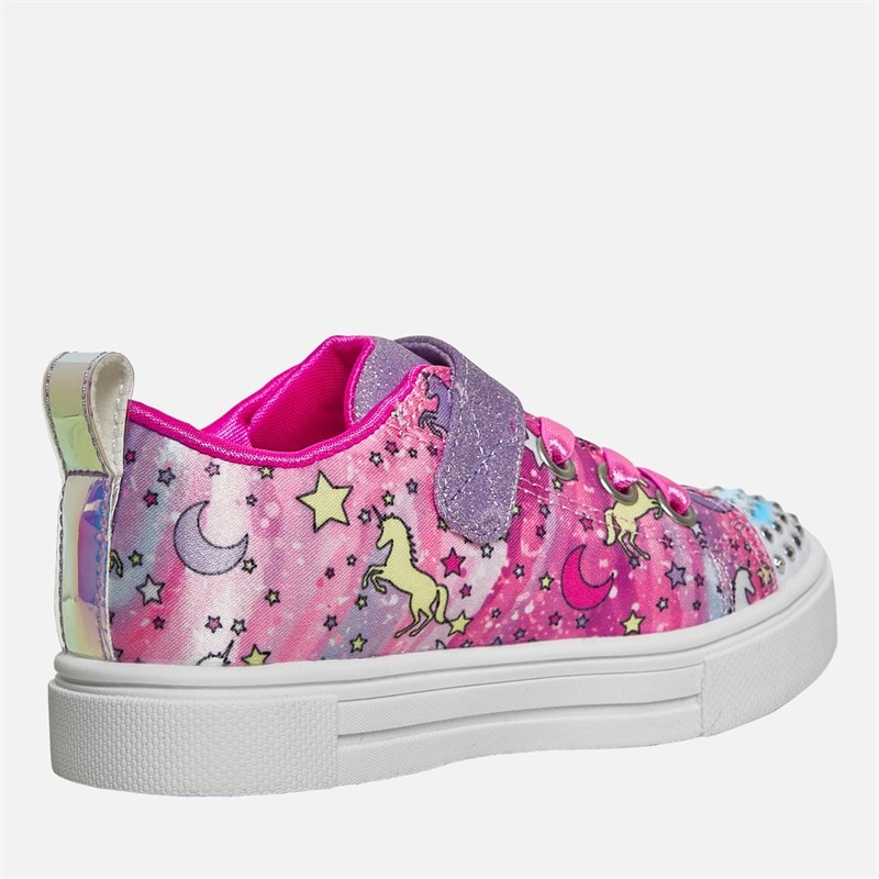 SKECHERS Infant Girls Twinkle Sparks Unicorn Dreaming Light Up Trainers Pink/Multi - Image 5