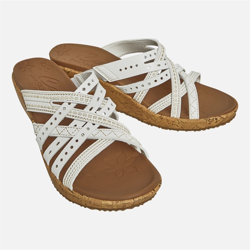 SKECHERS Womens Beverlee Hot Spring Wedge Sandals White - Image 1