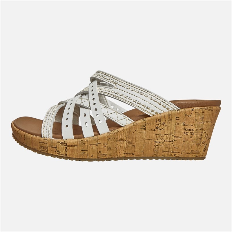 SKECHERS Womens Beverlee Hot Spring Wedge Sandals White - Image 2