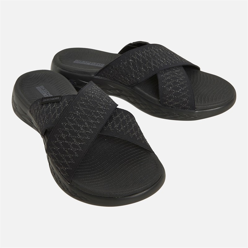 SKECHERS Womens On The Go 600 Enchanted Sandals Black/Black - Image 1
