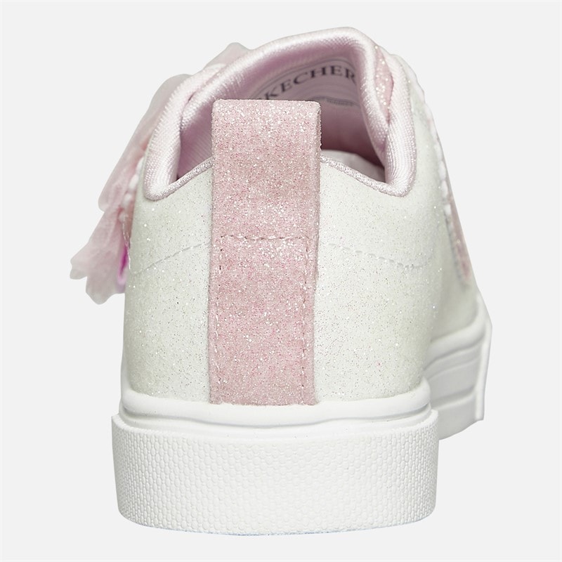SKECHERS Girls Twinkle Sparks Glitter Gems Trainers White/Pink - Image 3