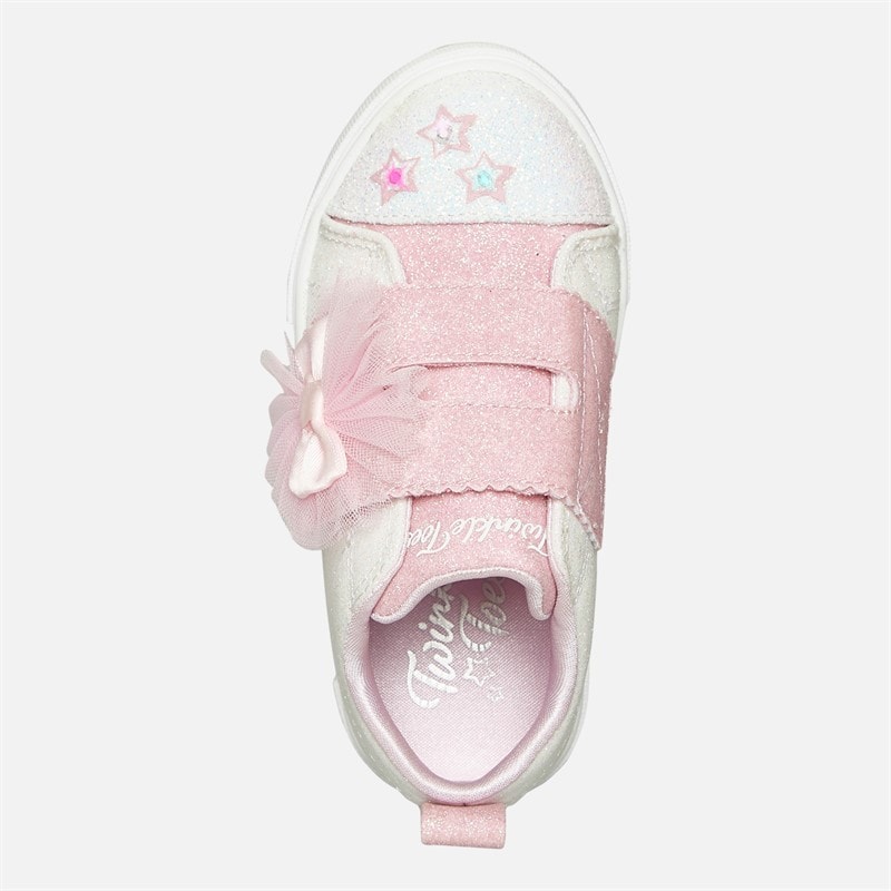 SKECHERS Girls Twinkle Sparks Glitter Gems Trainers White/Pink - Image 4