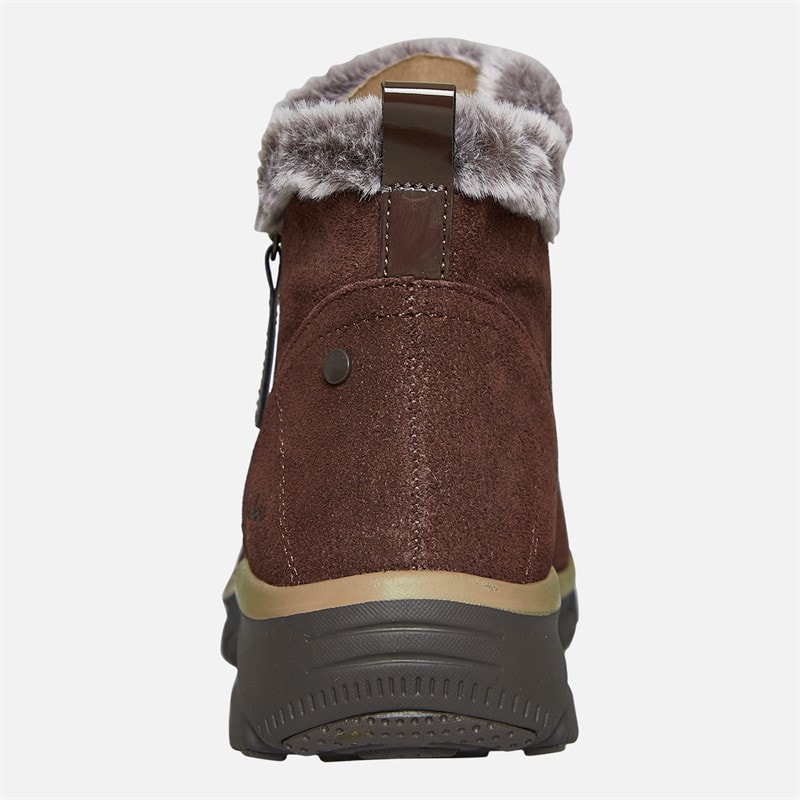 SKECHERS Womens Easy Going High Zip Boots Chocolate Brown - Image 3