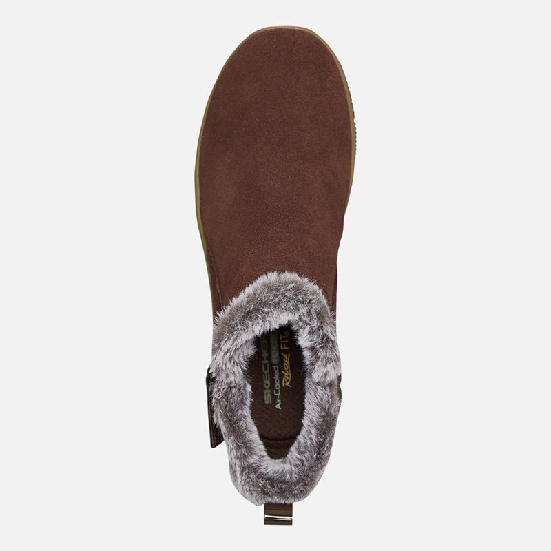 SKECHERS Womens Easy Going High Zip Boots Chocolate Brown - Image 4